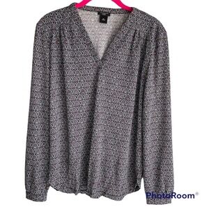 Ann Taylor Factory Petites Womens Black Career Peasant‎ Top Blouse, LP